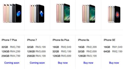 Iphone 6s comes with choices of 16gb, 64gb and 128gb in size. Compared: iPhone 7 contract plans in Malaysia | SoyaCincau.com