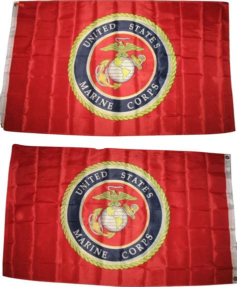 aes 3x5 usmc marines marine corps emblem crest seal red flag double sided nylon flag