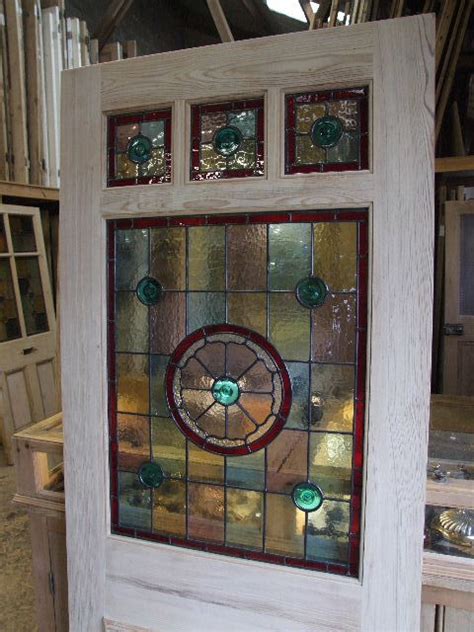 Three Over One Panel Stained Glass Front Door Stained