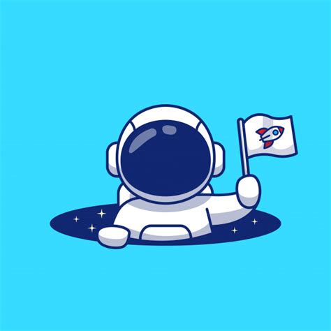 Premium Vector Cute Astronaut Holding Flag In Space Hole Cartoon