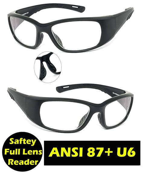 Ansi Z87 U6 Full Lens Wrap Around Reading Safety Glasses