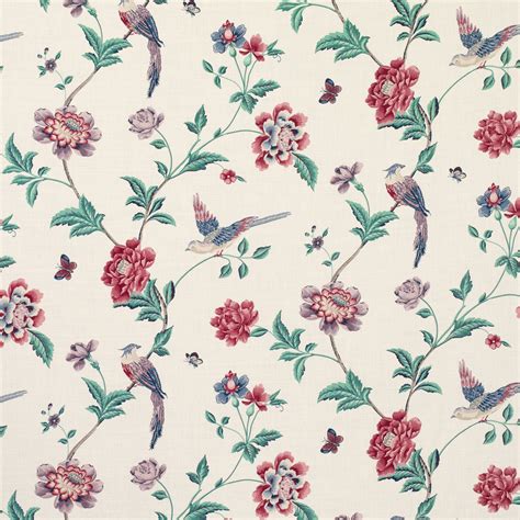 Elveden Floral Linencotton Fabric Cranberry Laura Ashley Floral