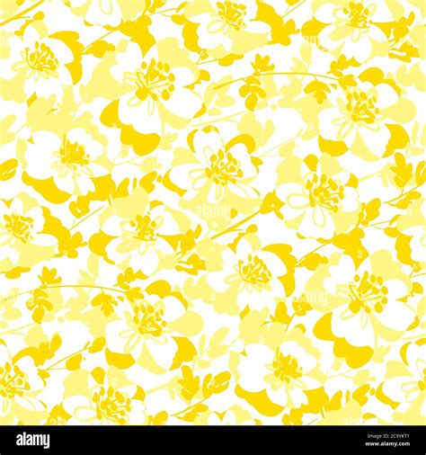 Light Yellow And White Abstract Flowers Background Summer Seamless