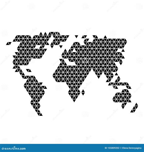 World Map Abstract Schematic From Black Triangles Repeating Pattern