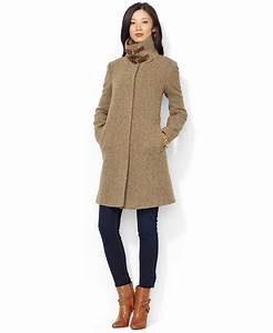  Ralph Leather Detail Wool Blend Coat Coats Women