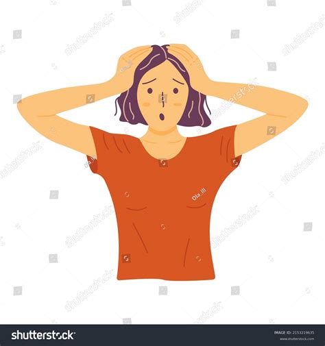 Girl Opened Her Mouth Grabbed Her Stock Vector Royalty Free 2153219635 Shutterstock