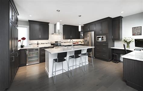 White granite dark cabinets are still one of the hot combinations in the kitchen design. kitchen-dark-cabinets-white-island-contemporary-08-001 ...