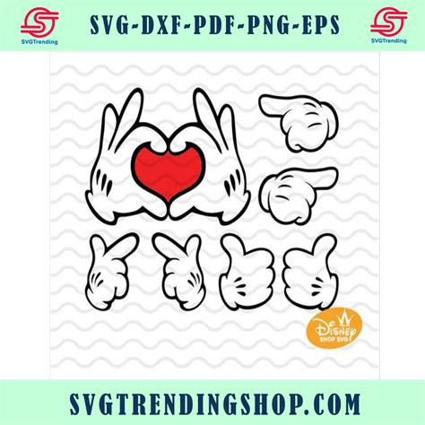 Mickey Mouse Hands Svg Disney Love Svg Minnie Mouse Hands Svg Dxf Eps Png Instant Download
