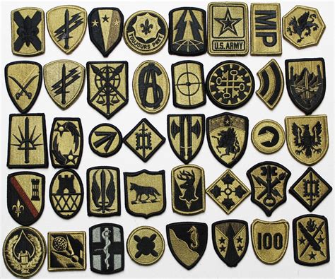 40 Assorted Us Army Subdued Military Unit Insignia Patches Whook Back