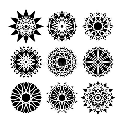 Vector Geometric Mosaic Ornaments Set Stock Vector Illustration Of