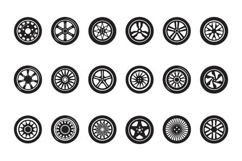 Premium Vector Car Wheel Collection Automobile Tire Silhouettes