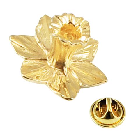 Welsh Daffodil Flower English Gold Plated Lapel Pin Badge From Ties
