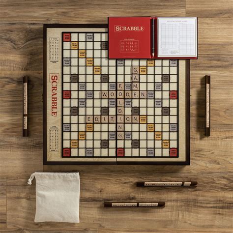 Wooden Deluxe Edition Scrabble Board Game Rotating Gameboard Premium