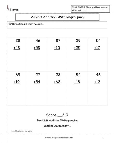 Dads Worksheet Adding Double Digit Numbers With Regrouping
