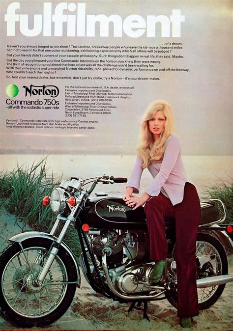 Vintage Advertisement Norton Commando Motorcycle Girl Women Riding Motorcycles