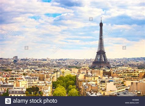 Eiffel Tower Landmark View From Arc De Triomphe Paris Cityscape