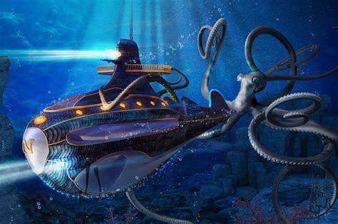 A Giant Octopus Attacks A Submarine Jigsaw Puzzle Space Sci Fi