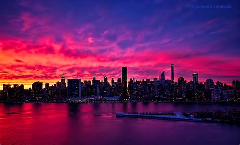 Beautiful Fiery New York City Sunset Photoisardasorensen Good