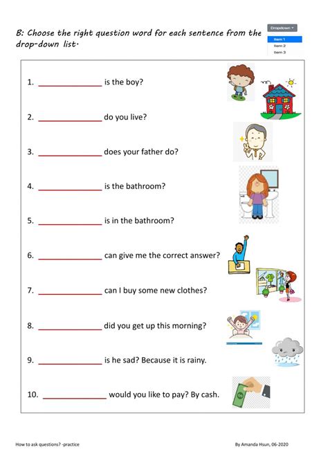How to ask questions-practice worksheet