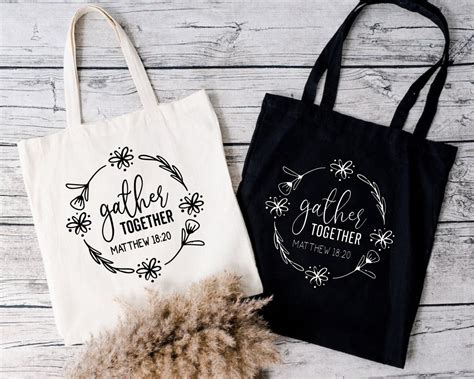 Gather Together Tote Bag Matthew 1820 Tote Bag Religious Tote Bag Bible Verse Tote Bag