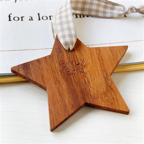 Personalised Wooden Star Keepsake Decoration By Clara And Macy