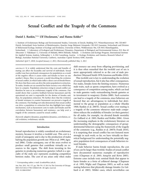 pdf sexual conflict and the tragedy of the commons