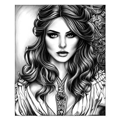 line art adult coloring book beautiful women · creative fabrica