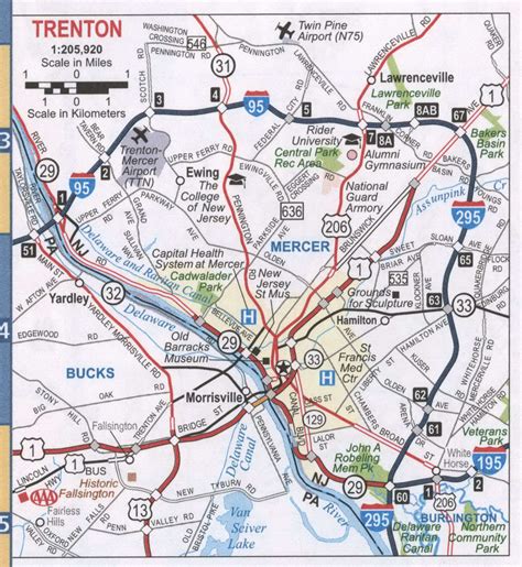 Trenton Nj Roads Free Map Highway Trenton City And Surrounding Area