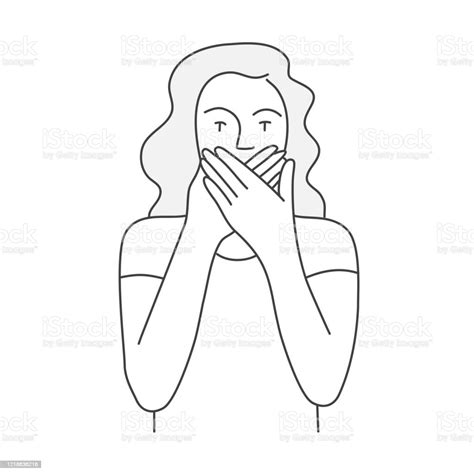 Girl Covered Her Mouth With Her Hands Stock Illustration Download