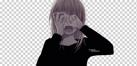 Anime Girl Crying Drawing