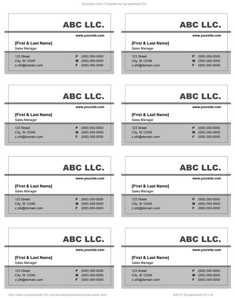 Business Card Templates For Word