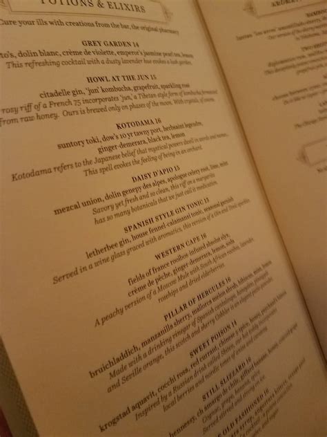 Menu at Cindy's Rooftop restaurant, Chicago