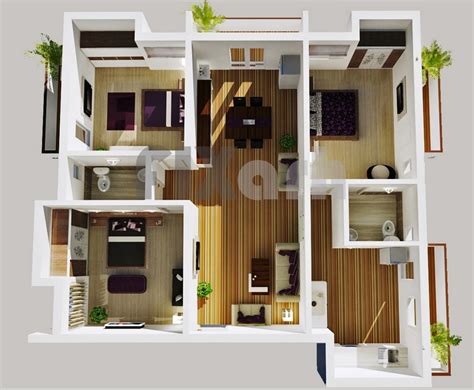 Small house design, 3 bedroom residence (7x11 meters) 77sqm / 825 sq ft. 50 Three "3" Bedroom Apartment/House Plans | Architecture ...