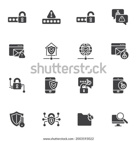 Cyber Protection Security Vector Icons Set Stock Vector Royalty Free