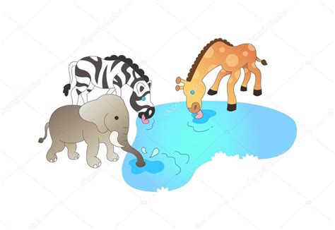 Animals Drink Water — Stock Vector © Zzve 45597871
