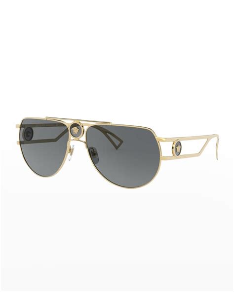Versace Medusa Metal Aviator Sunglasses Neiman Marcus