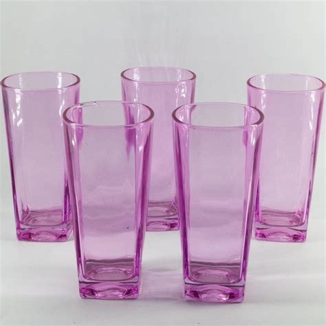 Colored Drinking Glass Baso Good Quality 6pcs In A Set Cup Green Violet Drinking Glasses