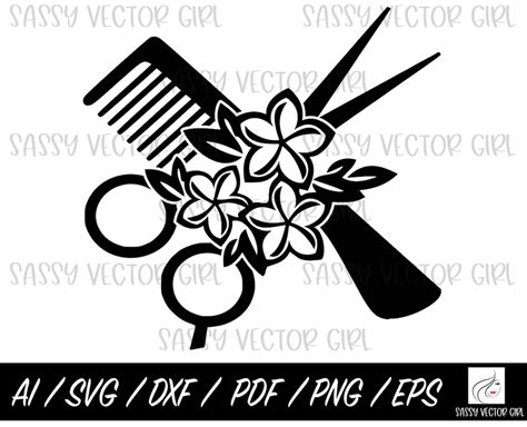Hair Stylist Svg Hairdresser Svg Floral Scissors Svg Etsy