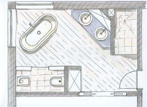 Diese duschwannen benötigen in der länge mindestens 80 zentimeter platz, bieten allerdings auch mehr standfläche für den duschenden als fünfeckige duschwannen. Grundriss | Badezimmer, Große badezimmer, Bad grundriss