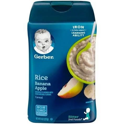 White Gerber Baby Cereal Probiotic Rice Banana Apple 8 Oz 227 G 7