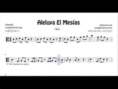 Aleluya Partitura fácil de Viola El Mesias de Haendel en Clave de Do