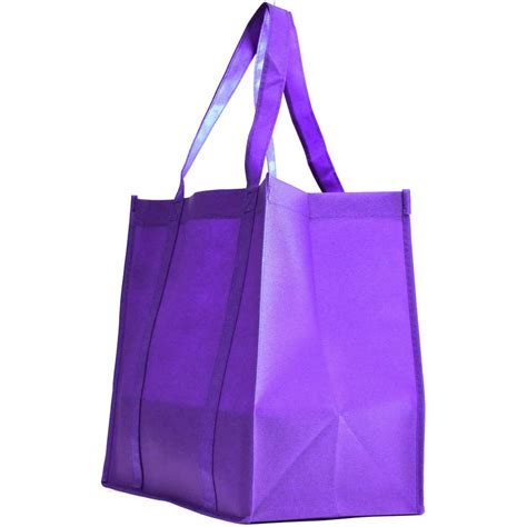 10 Pack Heavy Duty Grocery Tote Bag Purple Large And Super Strong