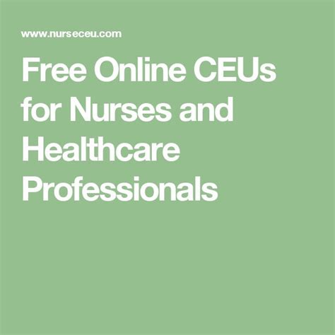These free online nursing ceus and related health courses/programs, you are able to take from the comfort of a bookstore, wireless café or even free ceus for registered nurses offer registered nurse education for nursing professionals through a convenient and quick way. Free Online CEUs for Nurses and Healthcare Professionals ...