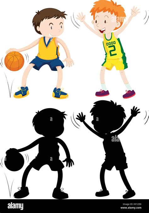 Two Boys Playing Basketball Illustration Stock Vector Image And Art Alamy