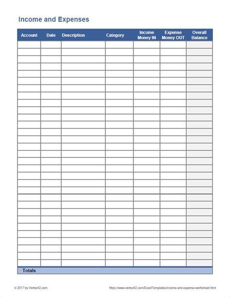 Free Printable Income And Expense Worksheet Pdf From