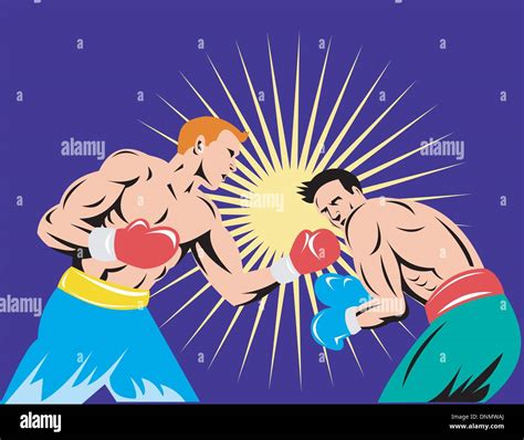 Illustration Of A Boxer Connecting A Knockout Punch Done In Retro Style
