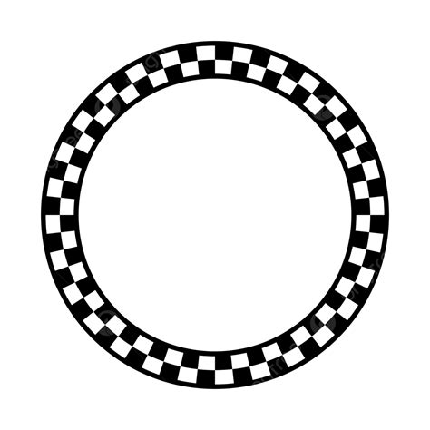 Circular Border With Checkered Pattern Vector Art Black And White