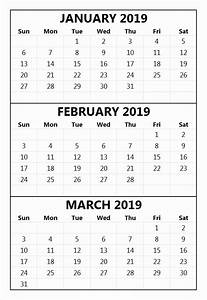 January February March 2019 Calendar June 2019 Calendar Printable