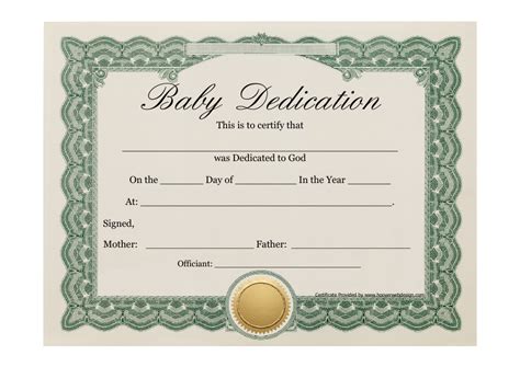 Free Printable Dedication Certificates Printable Templates