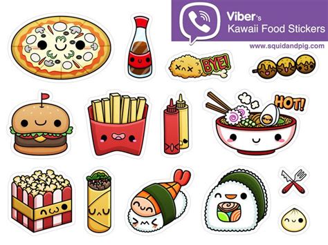 Kawaii Food Stickers For Viber 01 By Squidandpig Dribbble Food Stickers
